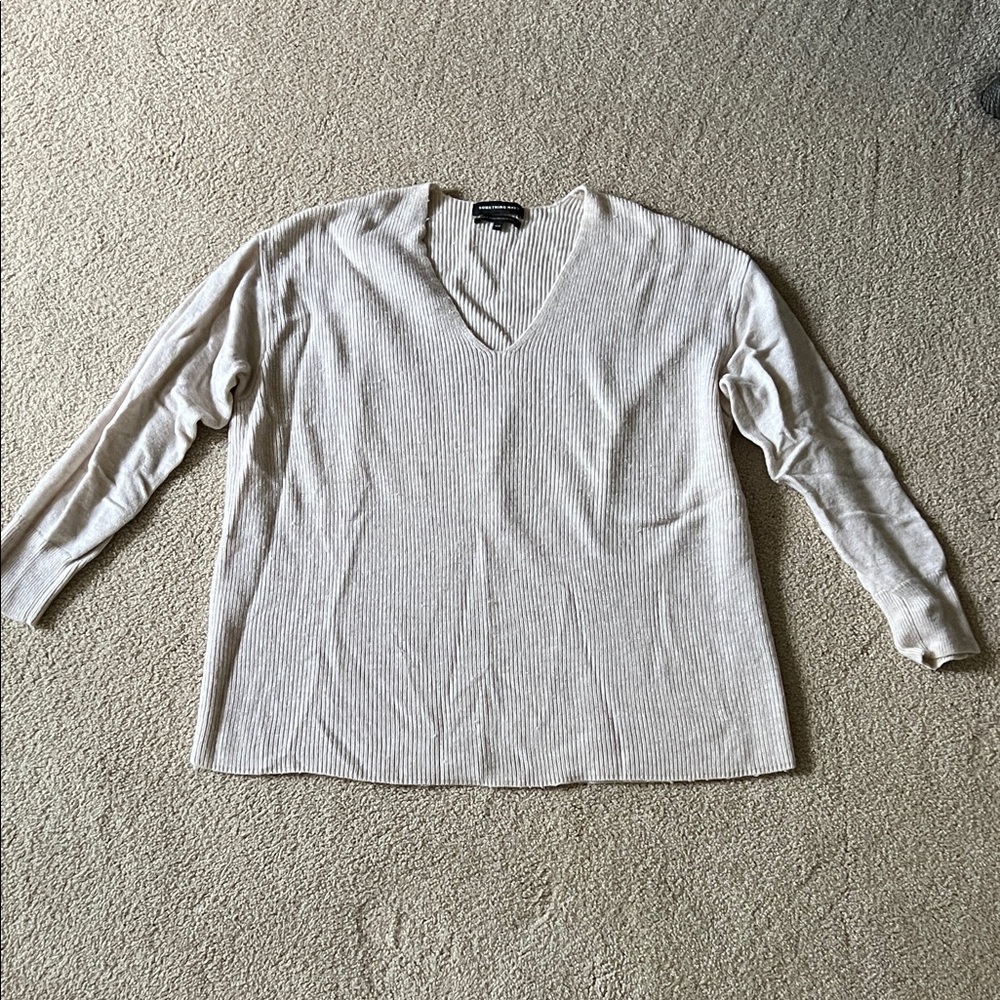 Something Navy Ribbed Knit Sweater in Cream